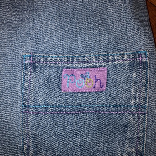 Vintage Disney Winnie The Pooh Denim Overalls Romper Shorts - Picture 9 of 10