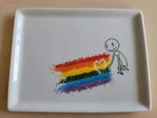 CB2 OLIVER Rainbow Pride Sprinkles Appetizer Plate Crate & Barrel New 2016