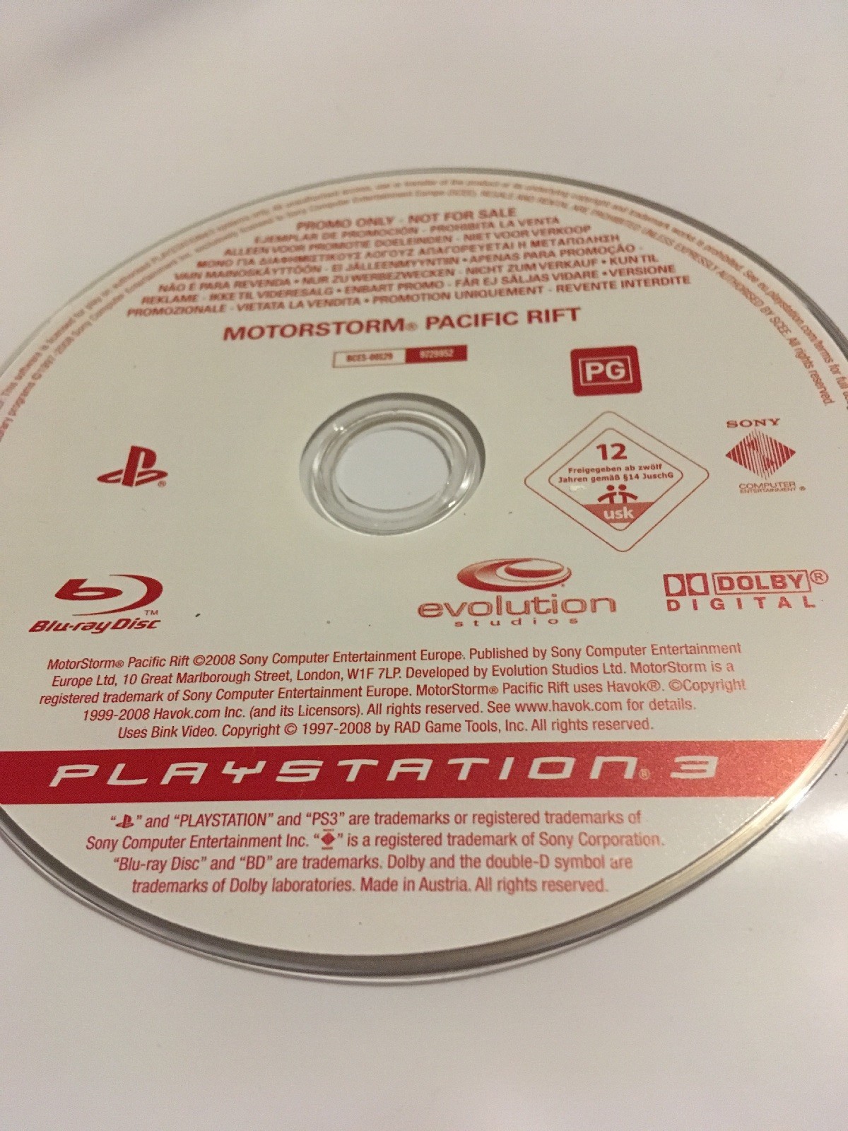Motorstorm Pacific Rift Promo Promotional Disc PlayStation 3 Ps3 Game