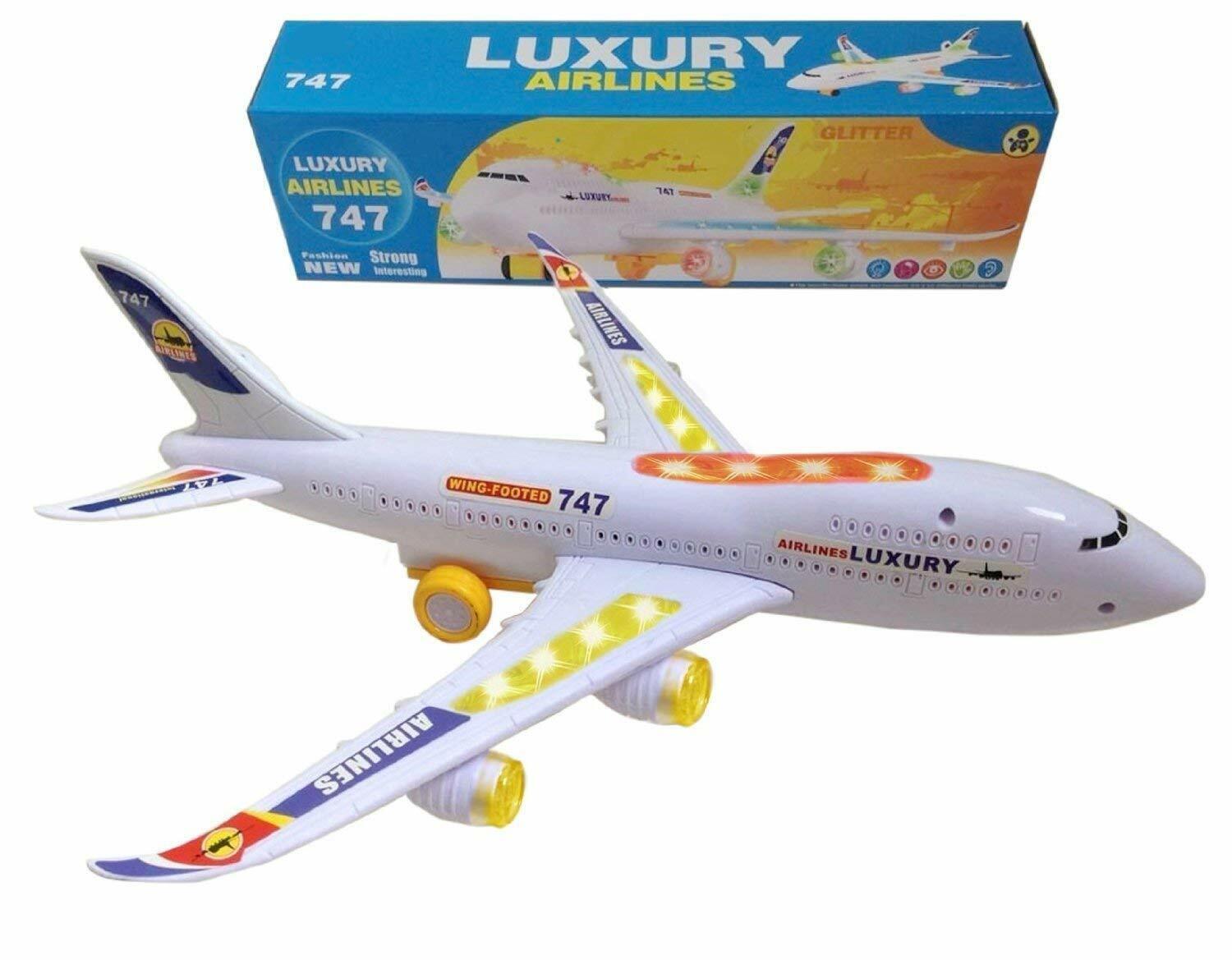 Top Race Boeing 747 Aeroplano Giocattolo Bambini Con Bump & Go, 3D Luci E Suoni