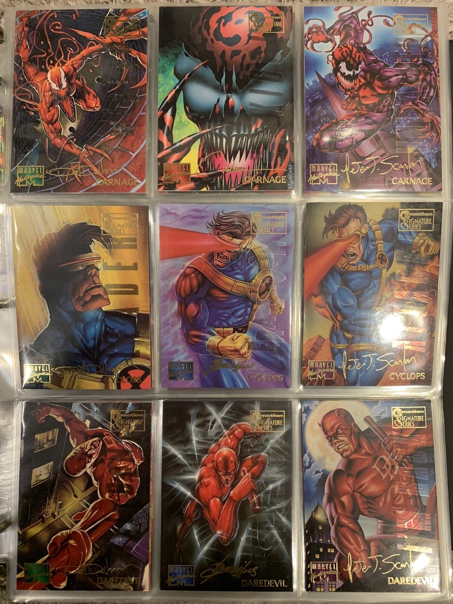 1995 Marvel Masterpieces COMPLETE EMOTION SIGNATURE CARD SET