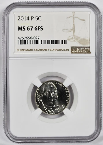 2014 P Jefferson Nickel *** NGC MS 67 6FS
