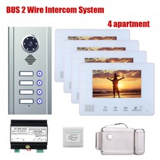 7 Inch BUS 2 Wire Video Phone Intercom Systems Kit Door With Lock Exit Button