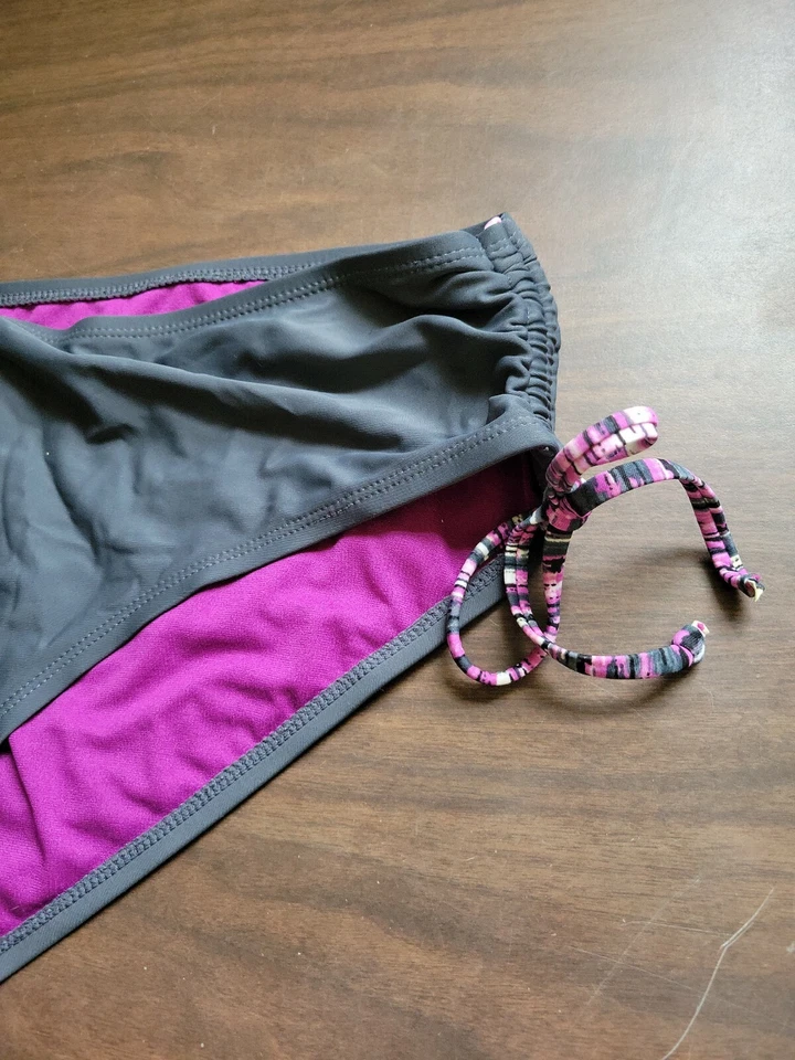 Traje de baño deportivo Everlast parte inferior de bikini solo más 26W gris cordón lazos laterales Foto 3 de 4