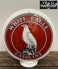 WHITE EAGLE GASOLINE Reproduction 13.5" Gas Pump Globe - (White Body)