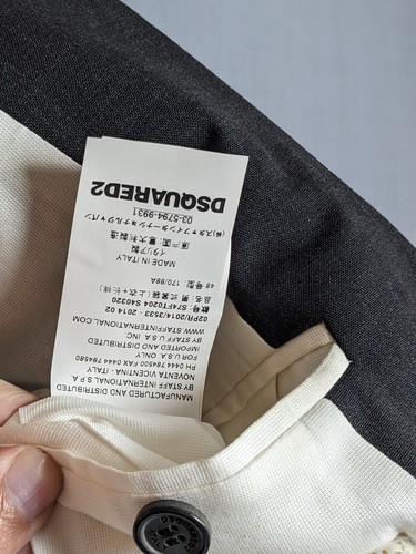 DSquared2 Slim-Fit 'Paris' Charcoal Striped Wool Suit EU 48 - Picture 7 of 11