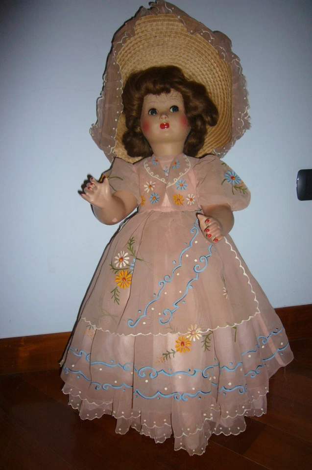 ANTICA BAMBOLA VINTAGE DOLL POUPPE CM 70 NUOVA IN BOX MADE ITALY ALBERANI BONOMI - Immagine 2 di 4