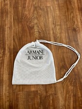 Authentic ARMANI JUNIOR White Mesh Shoe Dust Bags Pouch Soft Drawstring Logo