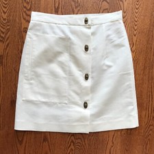 NWT MARNI Latch One Pocket Mini Skirt Womens 42 US 6 Ivory Cream Cotton Silk NEW