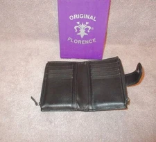 Vintage Original Old Florence Leather Wallet Bifold Folglio Credit Cards Mundi