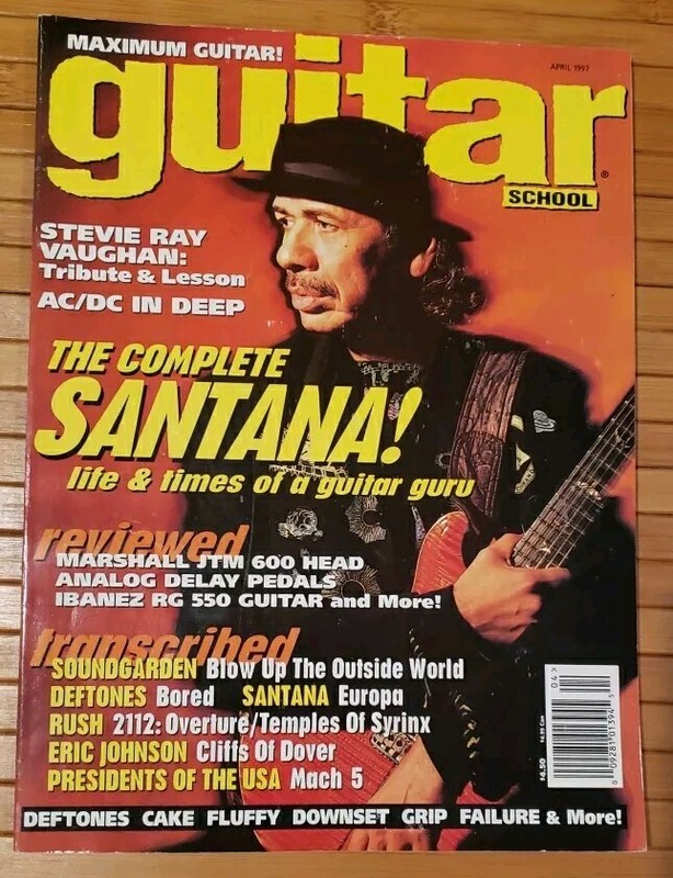 Guitar School Magazine April 1997 Santana Stevie Ray Vaughn AC/DC plus 6 Songs