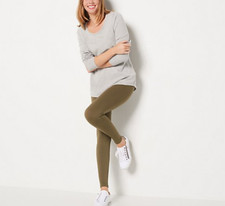 New - AnyBody Seamless Hi-Waisted Leggings - Olive Green - S