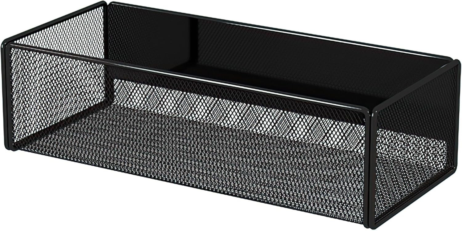 Magnetic Fridge Organizer Basket Large Black Storage Bin for Whiteboard
