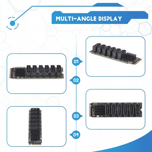 M.2 NVME PCI-E PCIE X4 X8 X16 auf 6 Port 3.0 SATA Adapterkarten-Riser ASM114766 - Afbeelding 5 van 7
