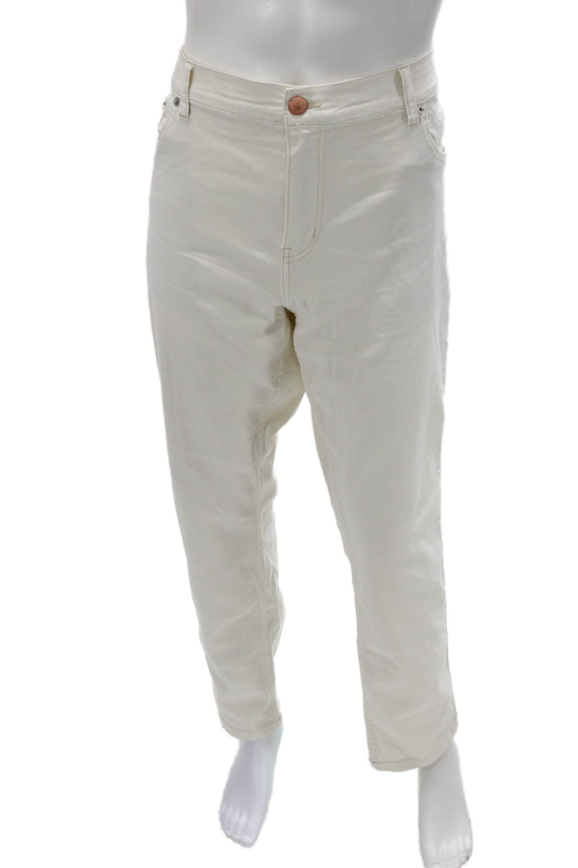 Mugsy Mens Classic White Solid Button Closure Pan… - image 1