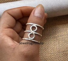 Sterling Silver Interlocking Circle Ring: Karma Eternity Band All Size