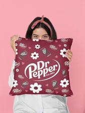 Dr. Pepper Pillow Case | Retro Soda Pop Decor | Fun Vintage-Style Accent Pillow