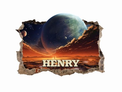 Personalisierte Wandbilder Weltraum Schlafzimmer - 3D Vinyl Aufkleber individueller Name Sticker 50