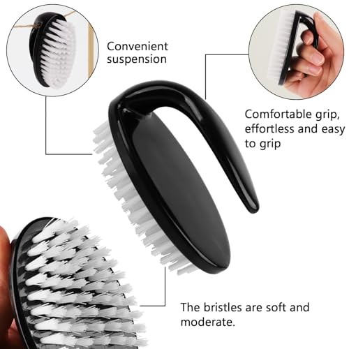 6 Pack Handle Grip Nail Brush Set, Oval-Shaped Nail Scrub Cleaning Brushes - Picture 3 of 6