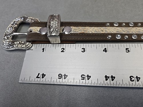 Bling Rhinestone Crystal Western Cowgirl Belt Real Leather Youth Sz Small D5212 - Picture 10 of 15