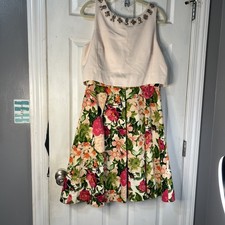 Eliza J Dress size 12 Floral Brocade Fit & Flare Cocktail Elegant Partycore