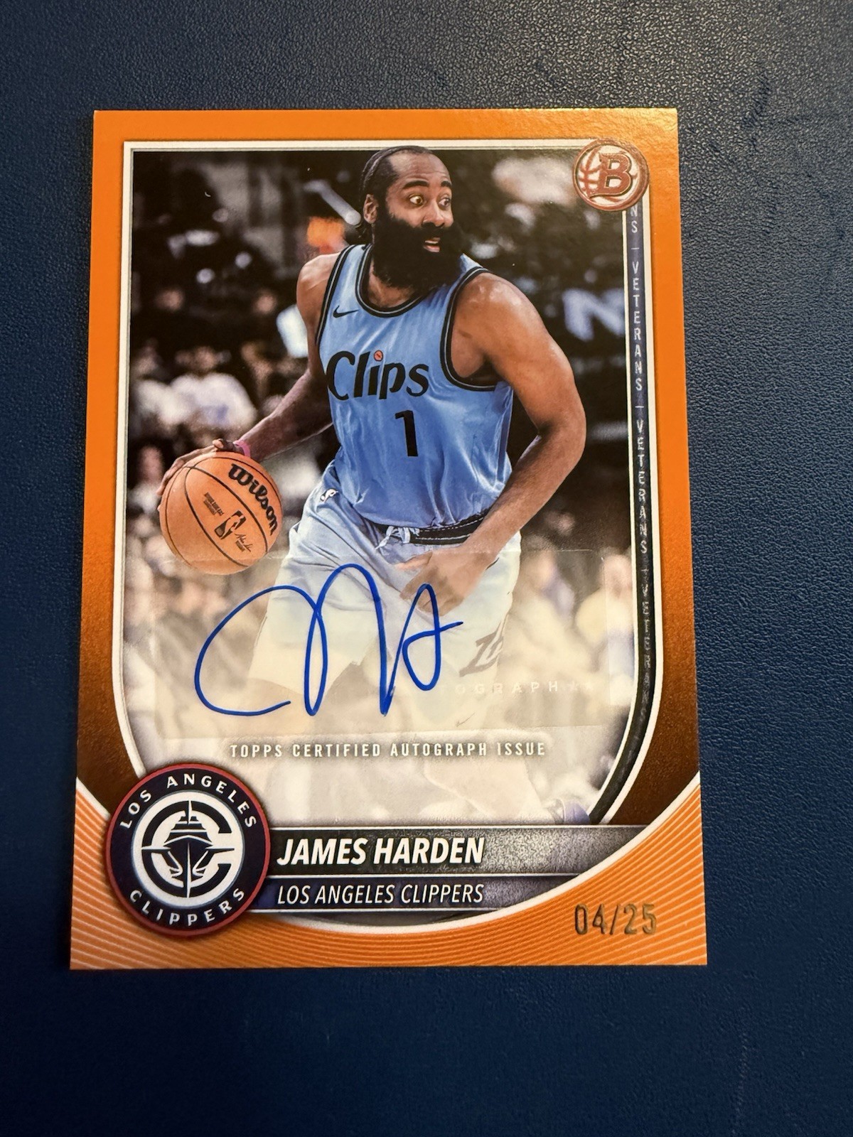 2025 Topps Bowman Basketball James Harden Auto Orange /25 #RVA-JN