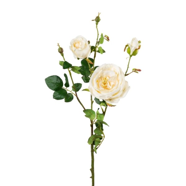 KüNstlicher Rosenzweig Cremeweiß Mit 3 BlüTen H. 63Cm Gasper Kunstblumen-image