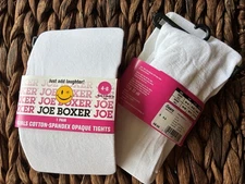 Joe Boxer Girls' 2-Pair Microfiber Tights (Size 4-6) | White | Soft & Stretchy
