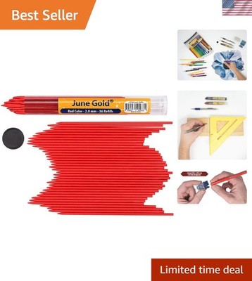 Vibrant 36 Count Cherry Red 2.0 mm Lead Refills - Ideal for Art & Carpentry