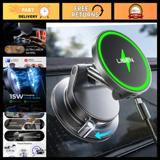 15W Magnetic Wireless Car Charger Mount for iPhone 18 Pro Max, Samsung, Pixel -