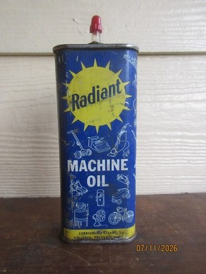 Radiant Machine Oil 4 Oz Metal Advertising Oiler Can Jersey City NJ