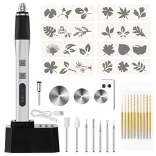 USB Rechargeable Engraving Pen Engraver, Mini Cordless Rotary Tool w/ 10 Dril...