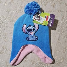 New Disney Lilo & Stitch Beanie Hat & Gloves Set Girls Pom Top 2 Cute OSFM