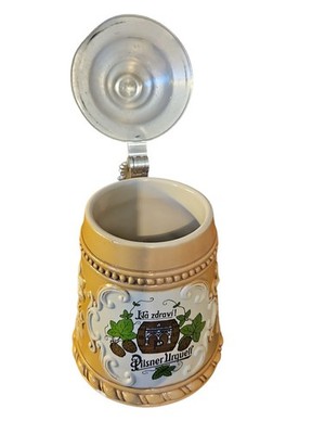 pilsner urquell German Stein Ceramic Beer Mug With Lid