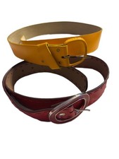 Vintage Lot of 2 Yellow Red Women's Fashion Belts - Stylish Both Size 35