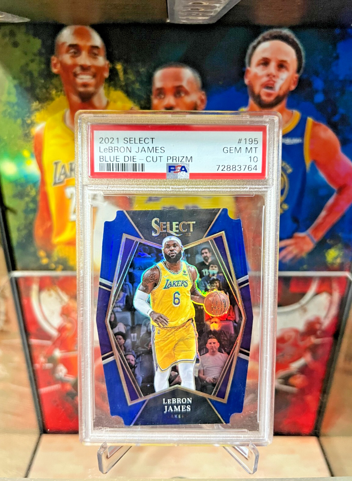 2021-22 Panini Select LeBron James #195 Die Cut Premier Level Blue /249 PSA 10