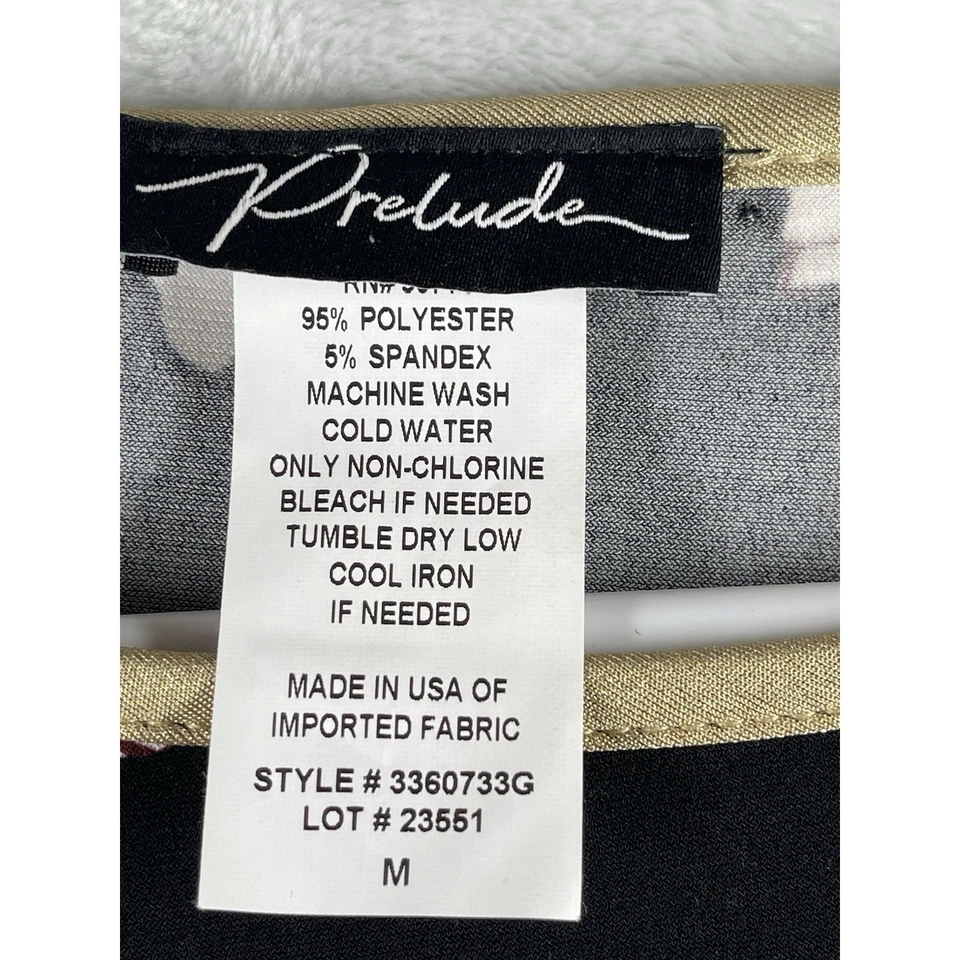 Prelude женщин размер большой цветочный золотой отделки и контур 3/4 Bell рукав рубашка б/у в отличном состоянии - Изображение 2 из 4