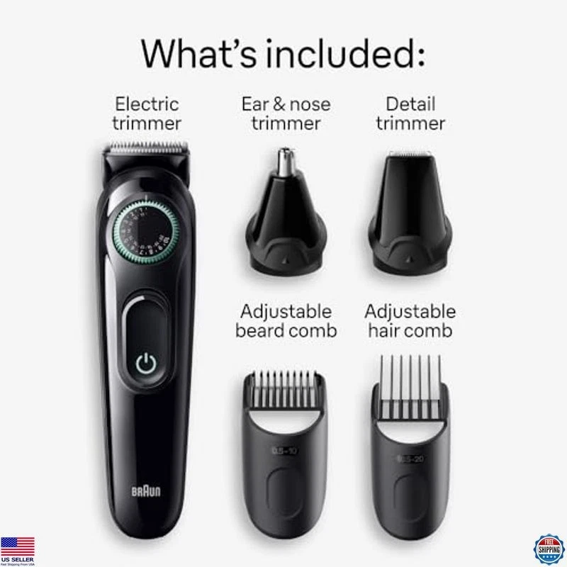 Braun Series 3 3450 Kit de Acicalamiento 5 en 1 para Hombre - Recortadora, Cortapelos, Lavable Foto 2 de 4