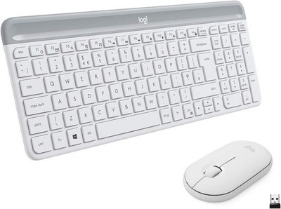 Logitech MK470 Slim Kabellose Tastatur & Maus Combo-Set - Full QWERTY UK - Weiß