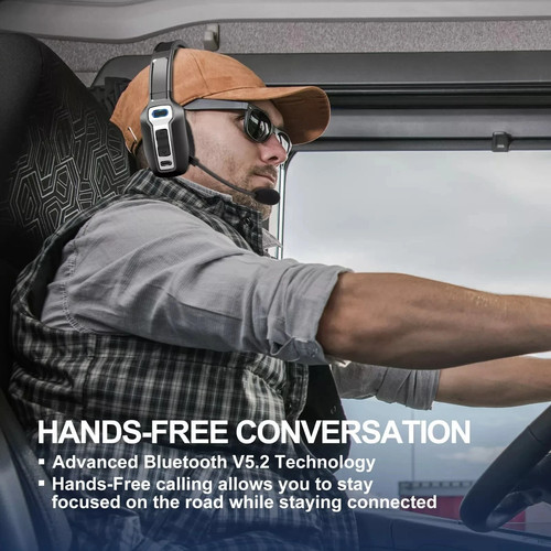 Trucker Bluetooth 5.3 Wireless Headset With Noise Cancelling Mic For Phones PC - Picture 2 of 24