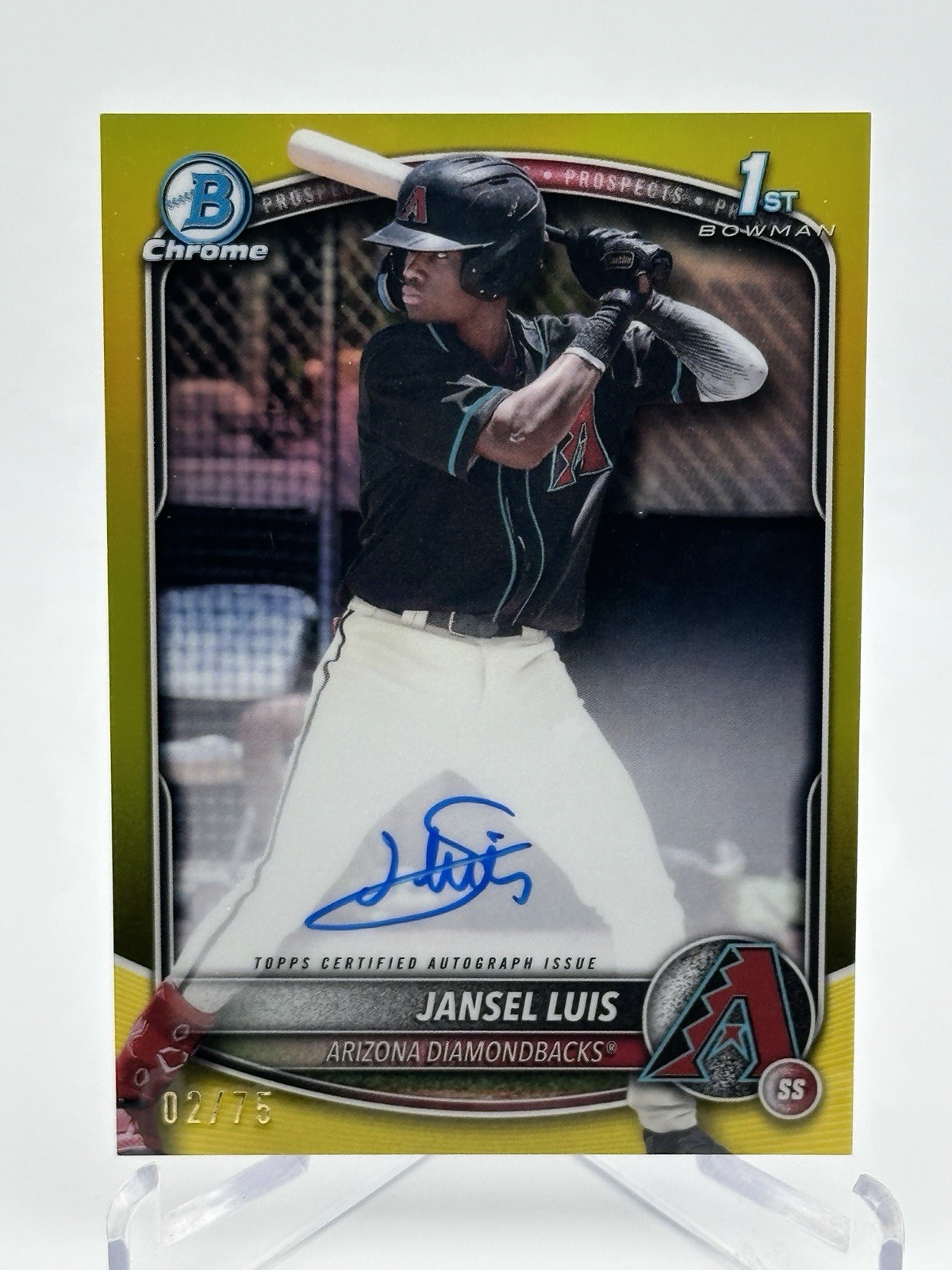 2025 Bowman Chrome Jansel Luis 1st Yellow Refractor Auto /75 #CPA-JLU