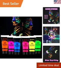 Long-Lasting Glow in the Dark Face  Body Paint - 6 Colors for Sensitive Skin
