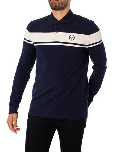 Sergio Tacchini de los hombres Polo de manga larga New Young Line, Azul - Imagen 2 de 5
