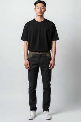 Yang Li 5 Pocket Contrast Trousers Size 46 US 30 S Mens Black Green $635