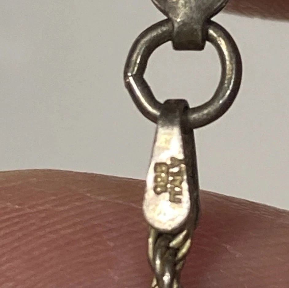 Vintage Signed Navajo Ted Ott Sterling Silver Necklace With Carnelian Pendant - Image 4 of 4