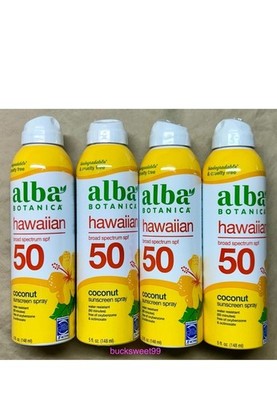 Alba Botanica Hawaiian SPF 50 Coconut Sunscreen Spray -5 oz - 4-PACK