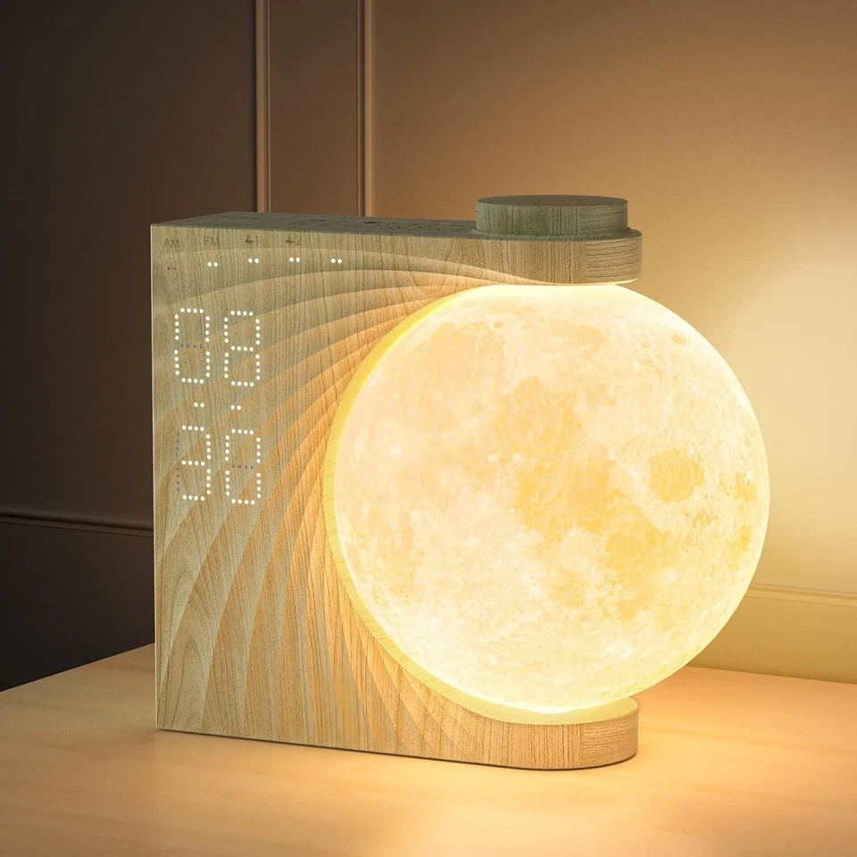 Elegant Rotating Moonlight Alarm Clock for Heavy Sleepers: Sunrise Simulation - Image 3 of 4