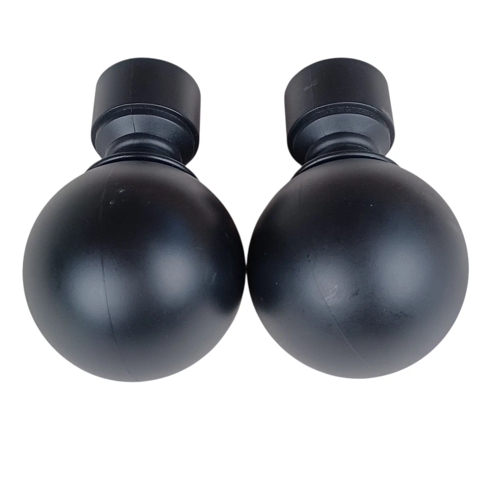 Par de 2 extremos de repuesto de barra de cortina negros mate atornillables Foto 3 de 4