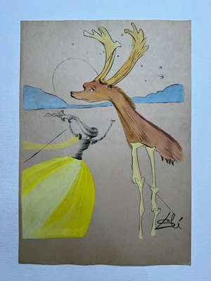 Salvador Dali Zeichnung auf Papier (Handmade) signiert und gestempelt Mischte... - Bild 1 von 4
