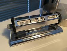1920s Art Deco Vintage Retro Chrome Perpetual Desk Calendar, Fully Working VGC